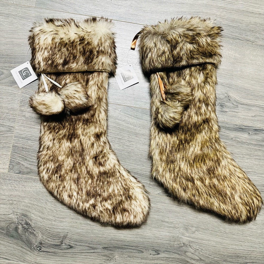 NWT Faux Fur Gift Craft Christmas Stockings